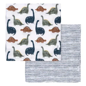 2-Pack Baby Boys Dino Time Muslin Blankets