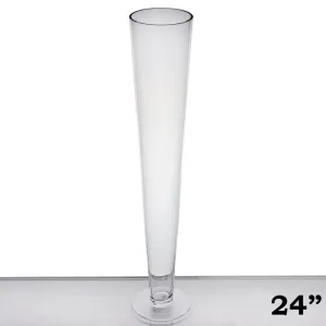 24" Tall Trumpet Heavy Duty Glass Centerpiece Vase Wedding Party Decoration - Clear - 6/Set