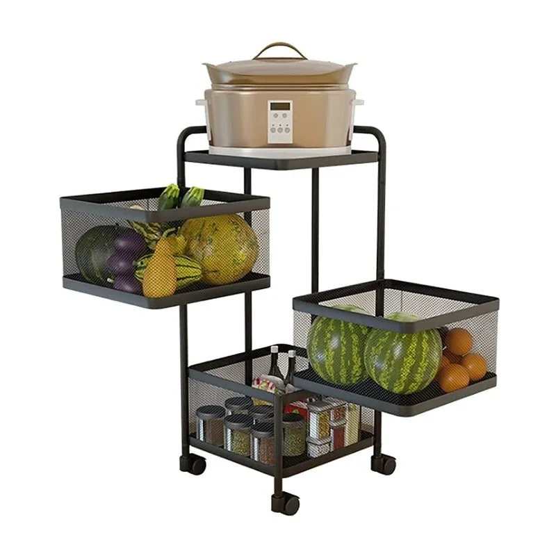 3 Tier Rotating Storage Trolley Black