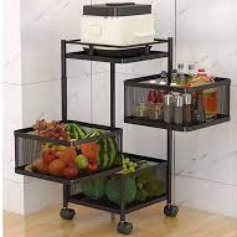 3 Tier Rotating Storage Trolley Black