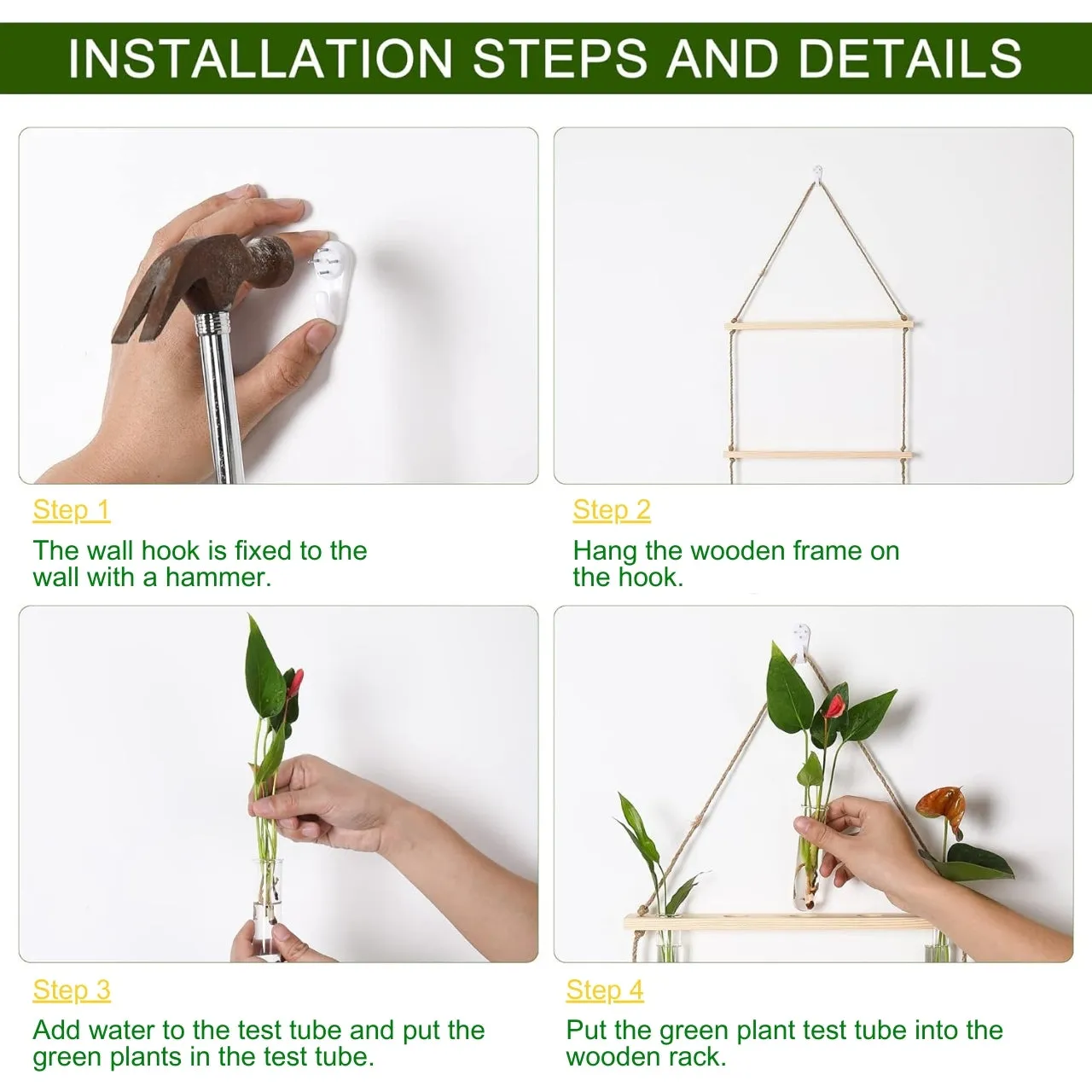 3-Tier Wall Hanging Test Tube Planter