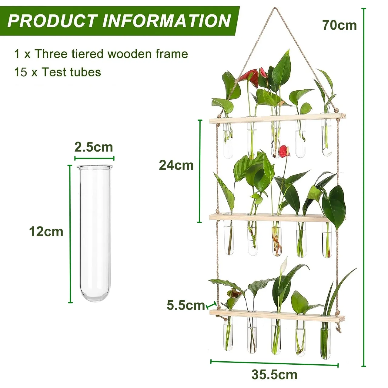 3-Tier Wall Hanging Test Tube Planter