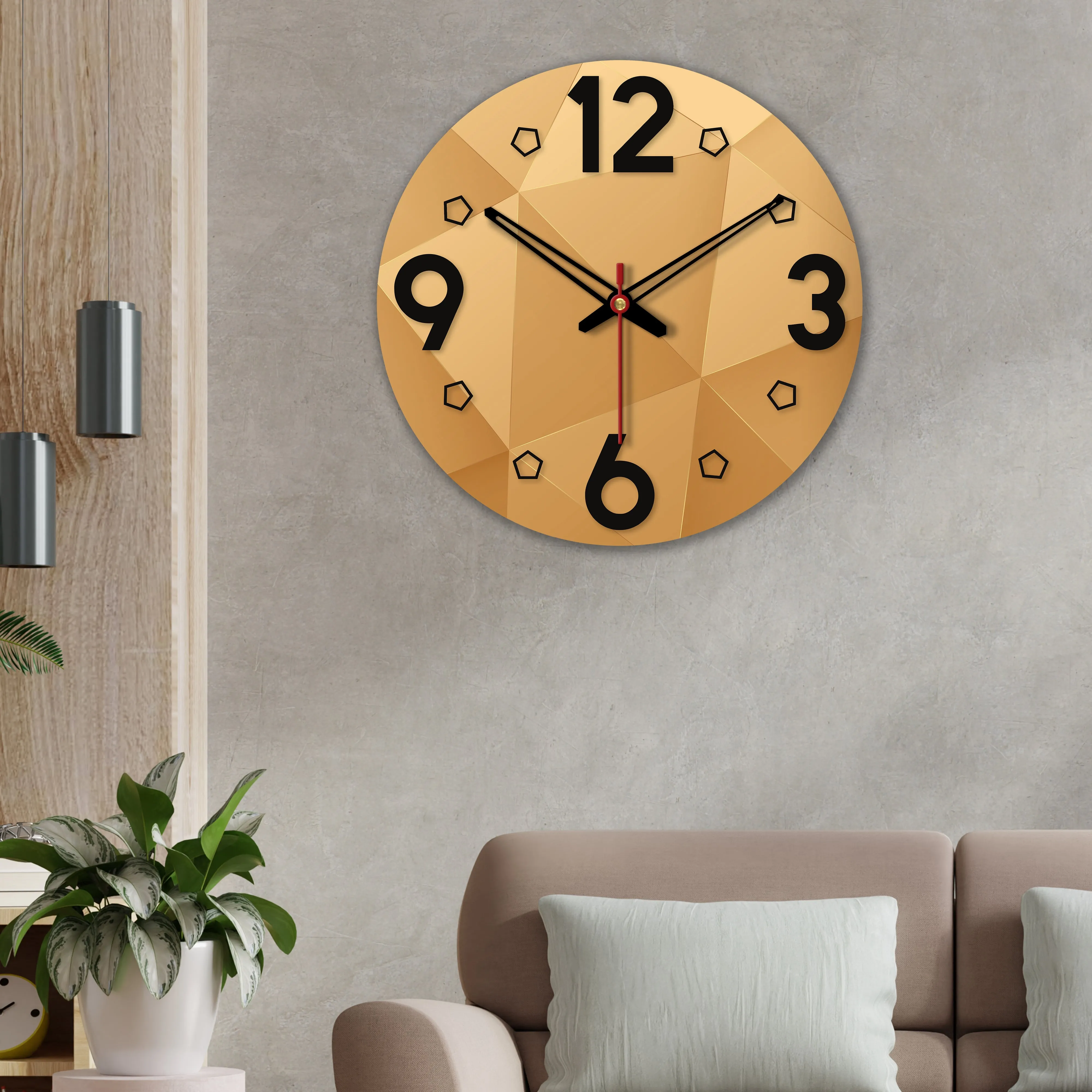 3D Abstract Pattern Wooden Wall Clock For Living Room