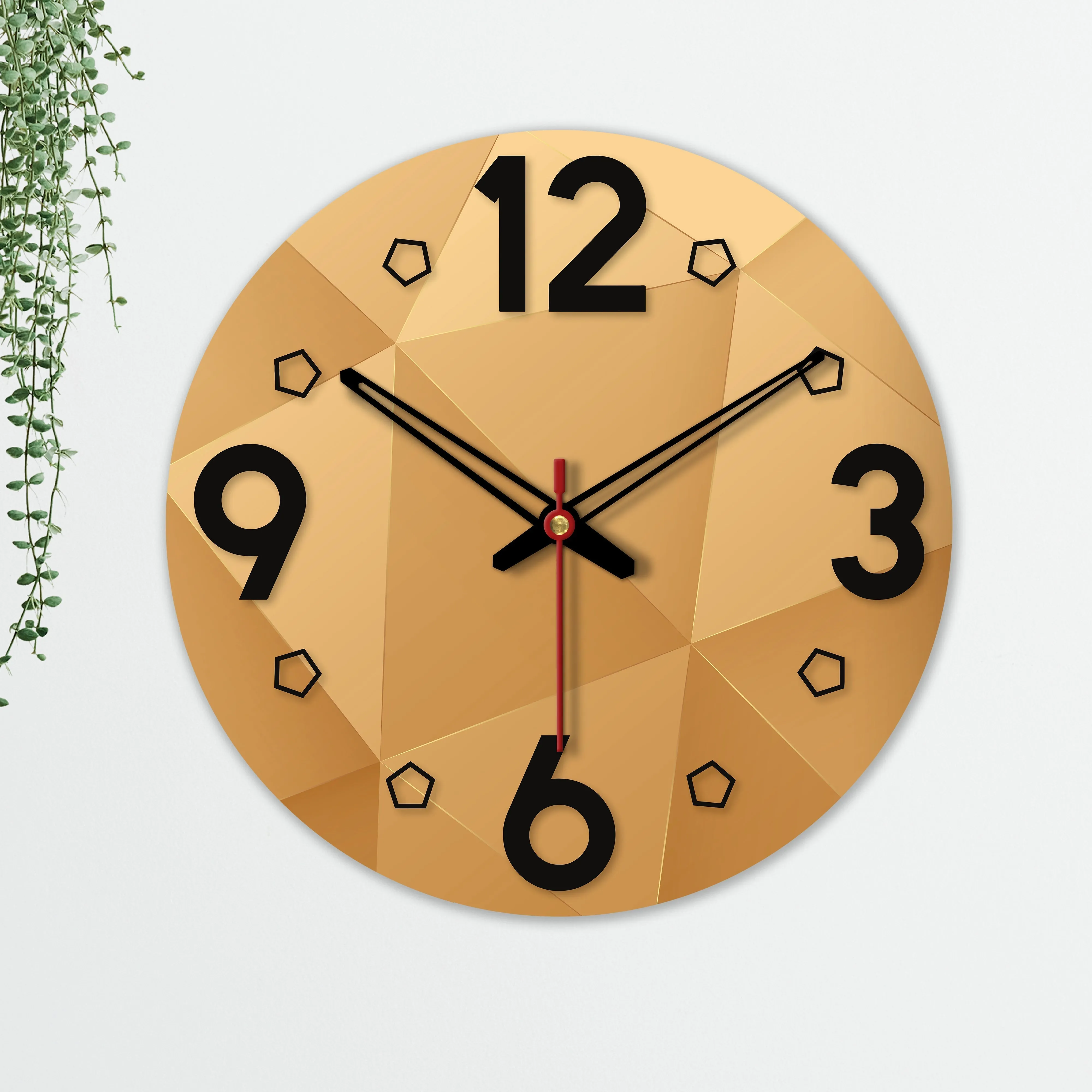 3D Abstract Pattern Wooden Wall Clock For Living Room