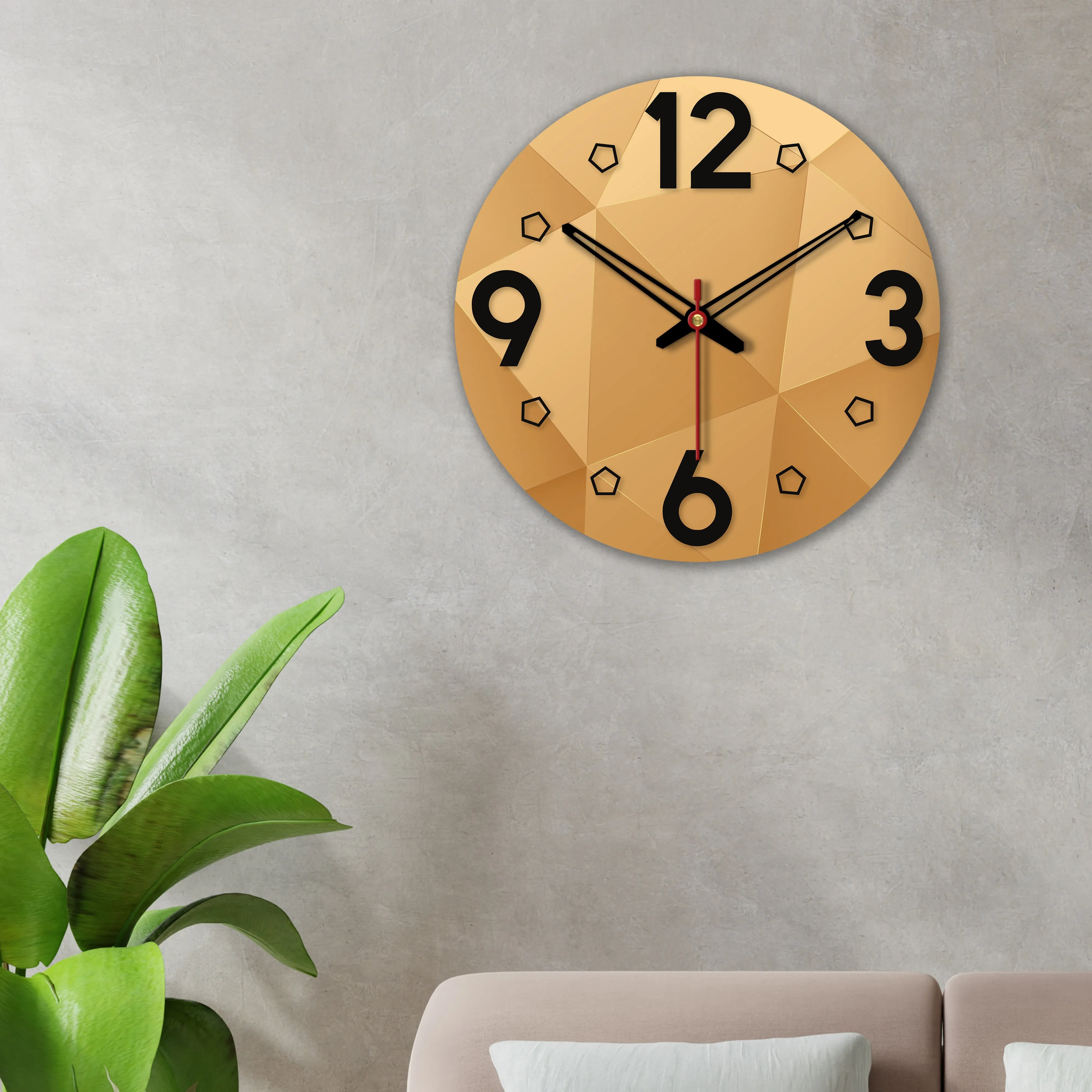 3D Abstract Pattern Wooden Wall Clock For Living Room