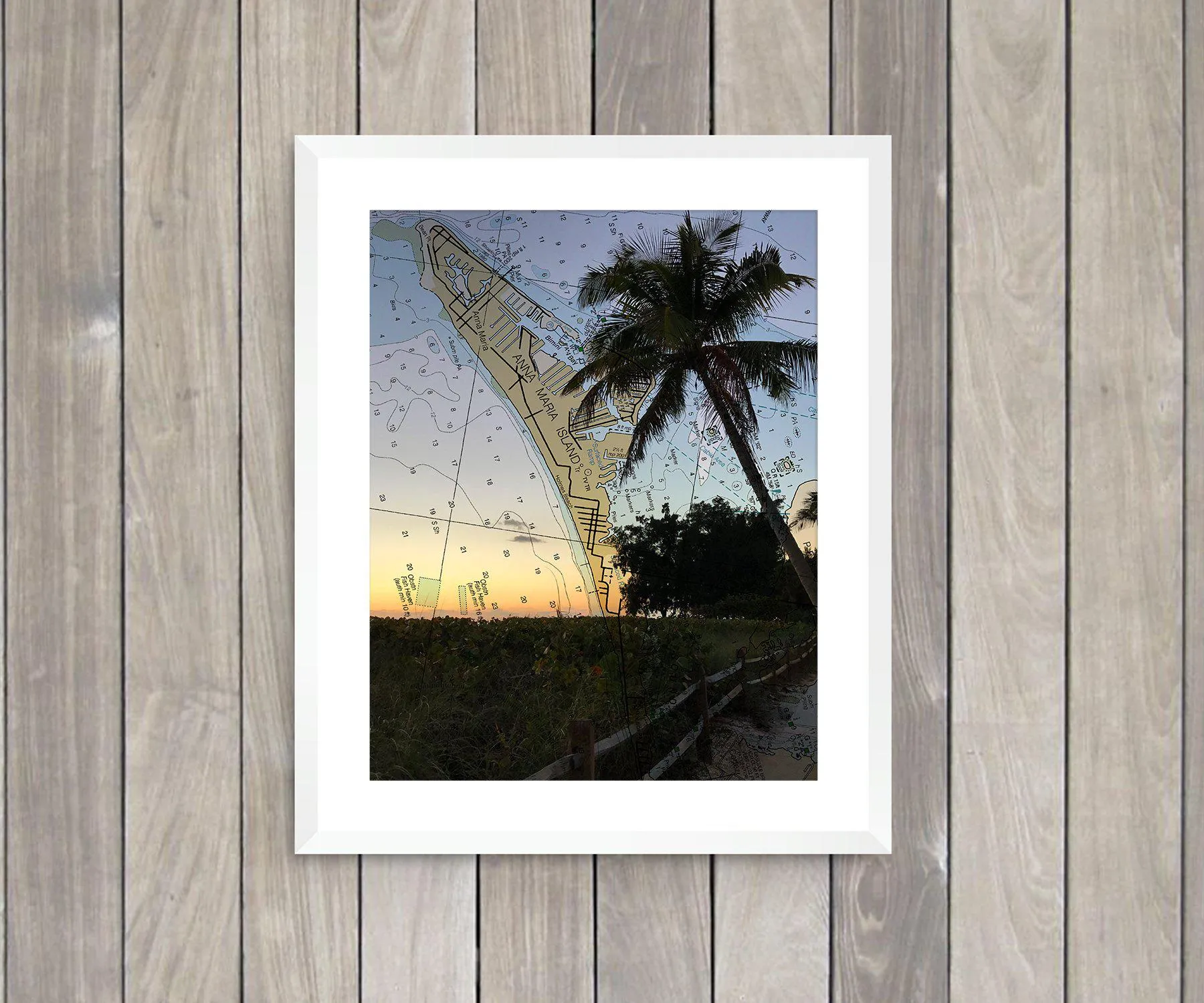 AMI Map Palm Tree Double Exposure Premium Print