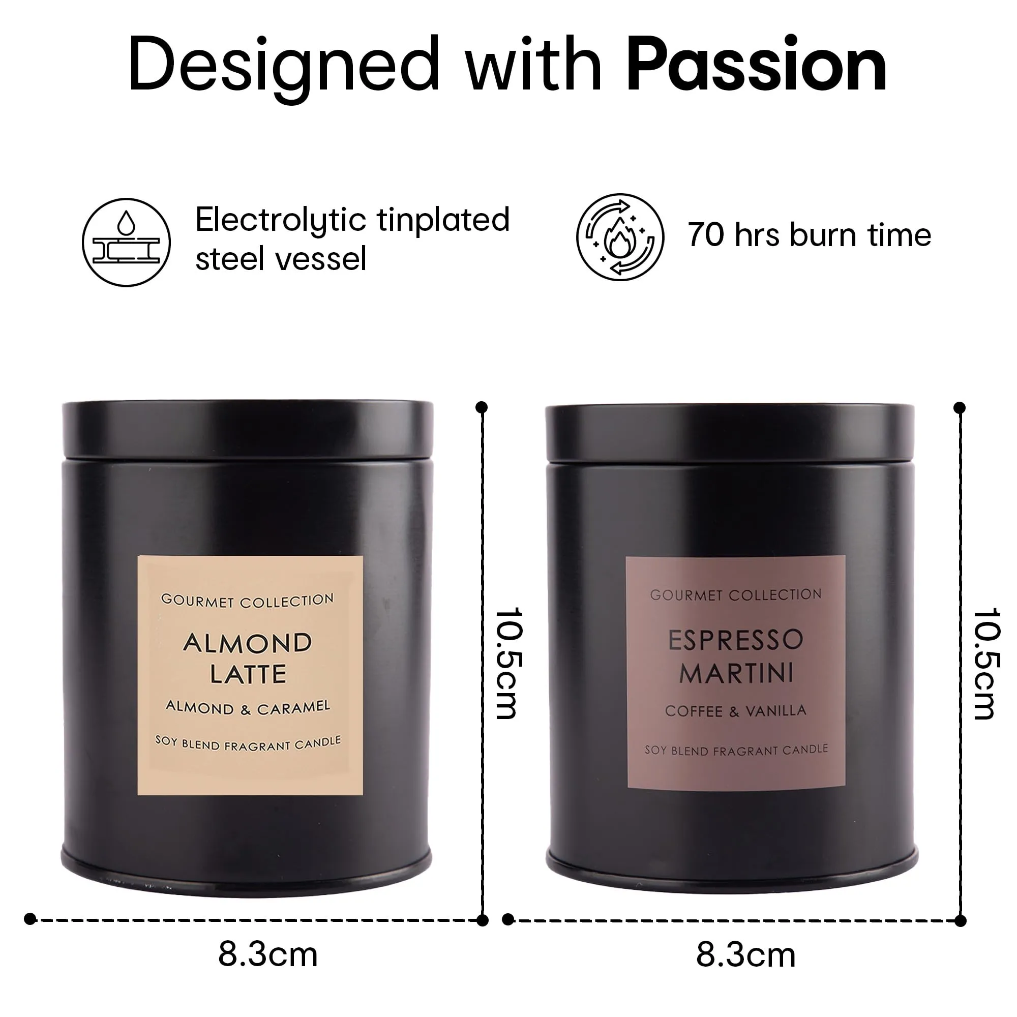 Anko hot Chocolate & Expresso Martini Gourmet Scented Candle with Metal lid | Soy Wax Blend Fragrant jar Candle | Aesthetic votives for Home, décor, Gifting | Chocolate & Coconut Aroma Pillar Candle