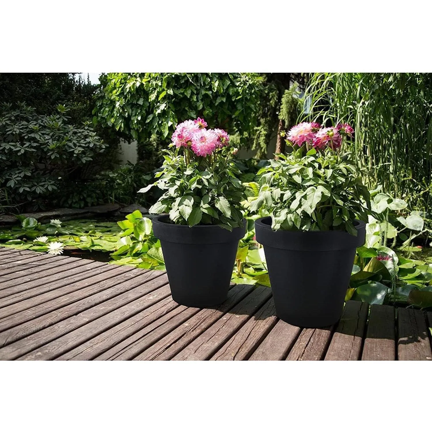 Anthracite Round Flower Planter 26 cm