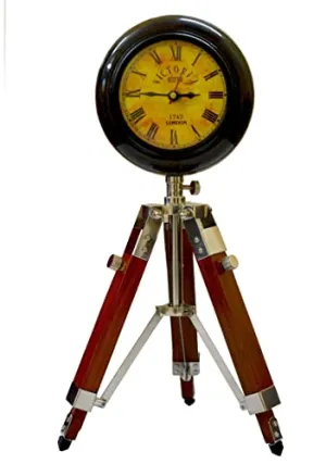 Antique Table Wooden Tripod Clock Nautical Style Maritime VICTORIYA