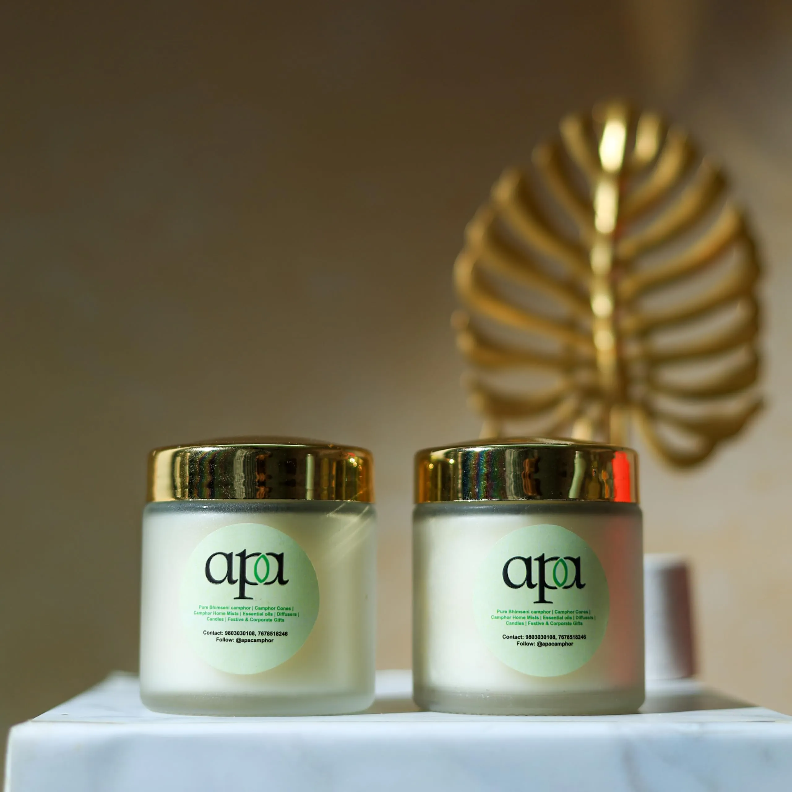 APA Camphor Scented Candle | Jar Candles | Candle for Helping Relaxing Mind | Soy Wax | Camphor/Kapur Fragrance for Car, Room, Bathroom | Paraben Free (250g*Pack of 2)