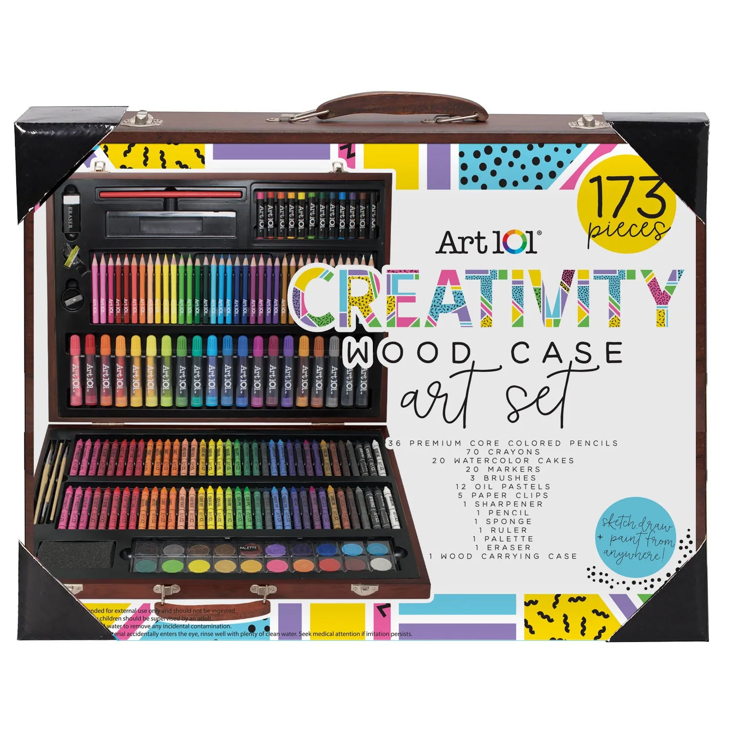 Art 101 Creativity Wood Case 173-Piece Complete Art Set