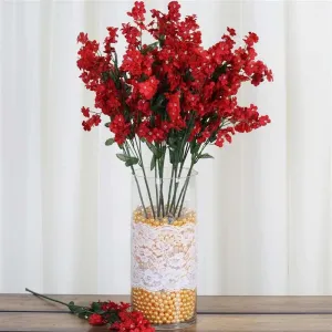 Baby Breath Bush Artificial Silk Flowers - Red