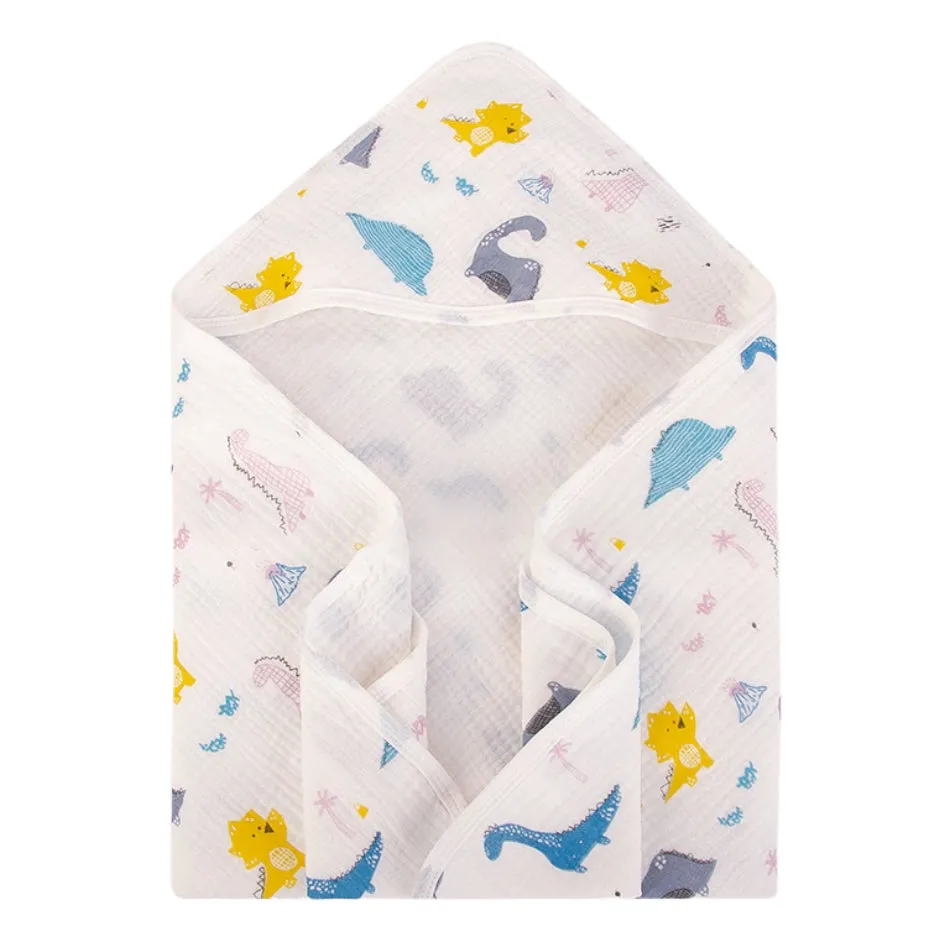 Bebe Comfort Muslin Hooded Blanket - Dino