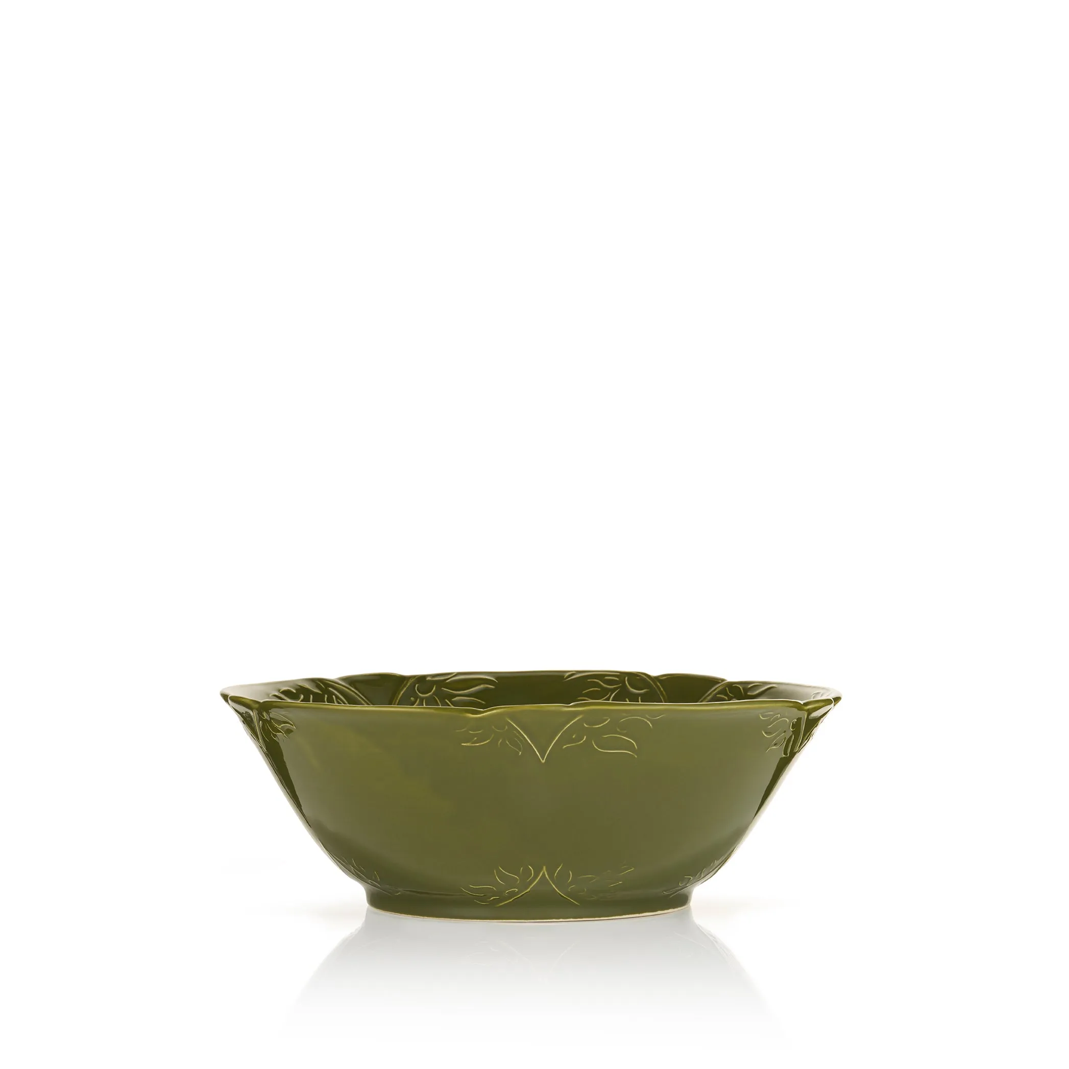 Bernadette's Falling Flower Green Serving Bowl, 30cm