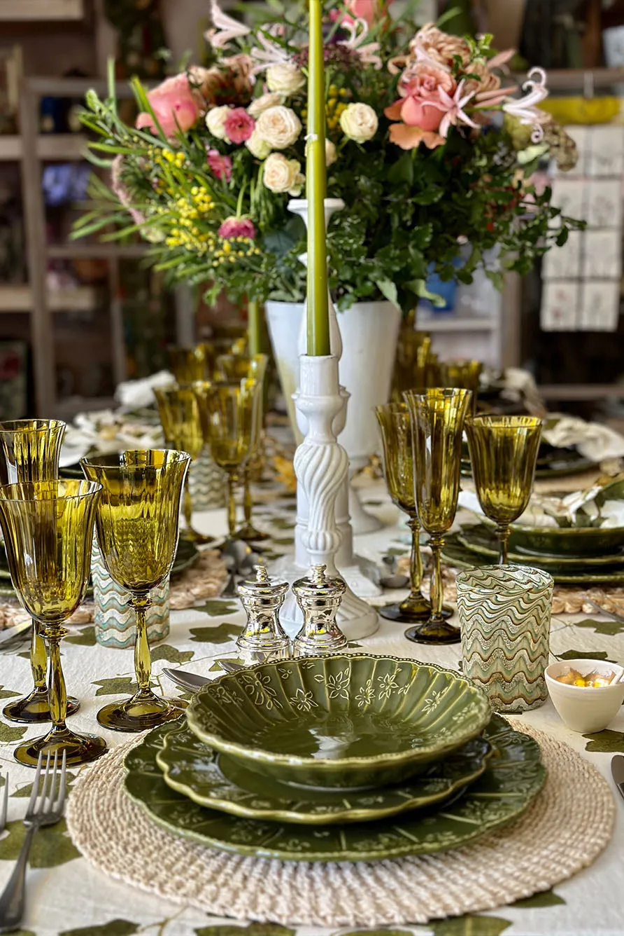 Bernadette's Falling Flower Green Serving Bowl, 30cm