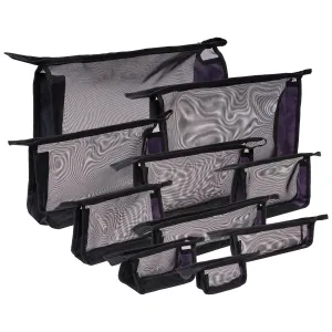 Black Mesh Travel Organizer Bag Set - 10 PC