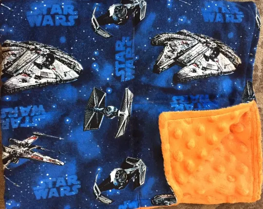 Blue Star Wars Weighted Blanket or Lap Pad Cotton Fabric - Toddler, Child, Teen, Adult -Dot Minky - Anxiety, Sleep.