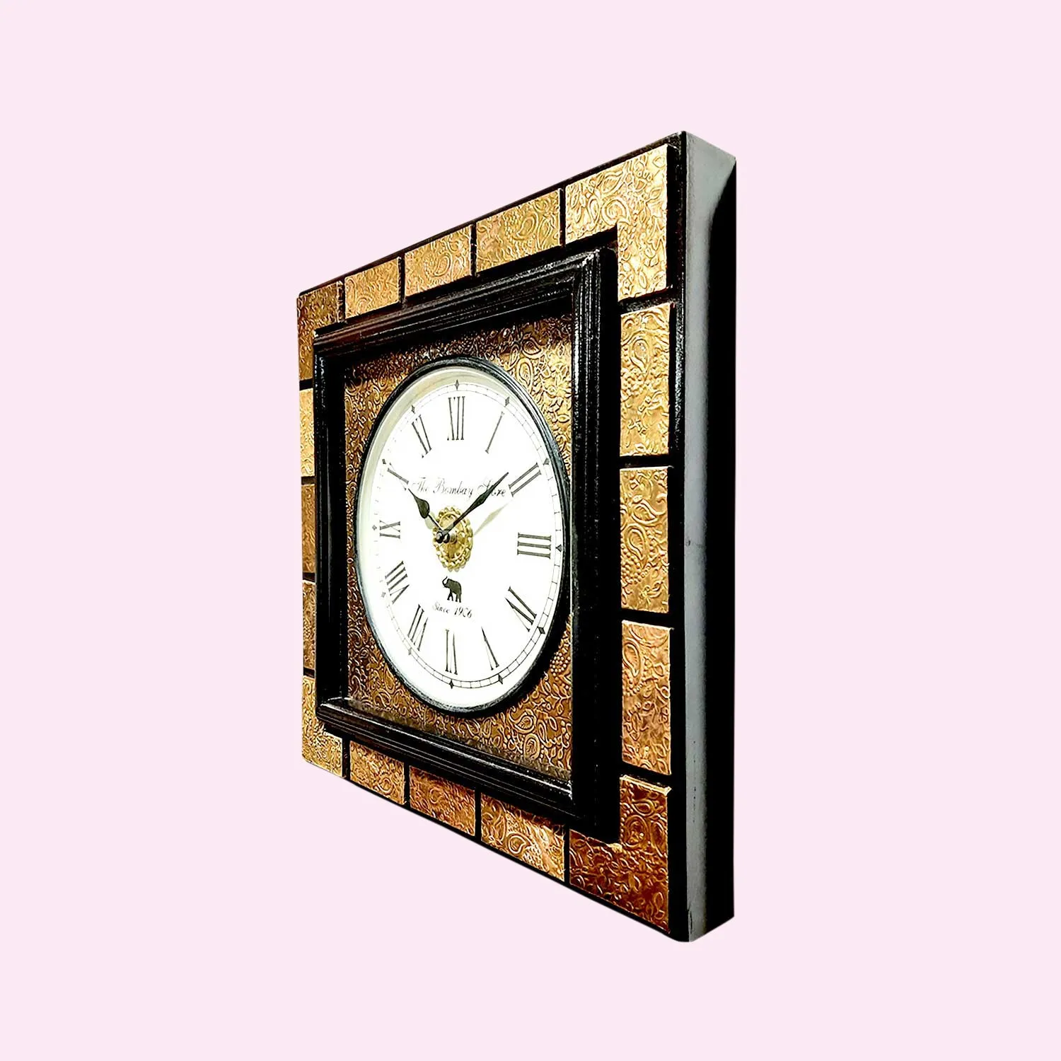 Brass Square Blocks Wall Clock