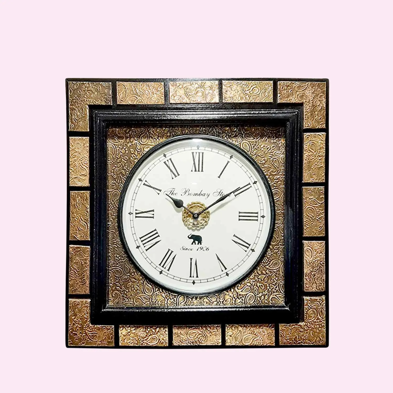 Brass Square Blocks Wall Clock