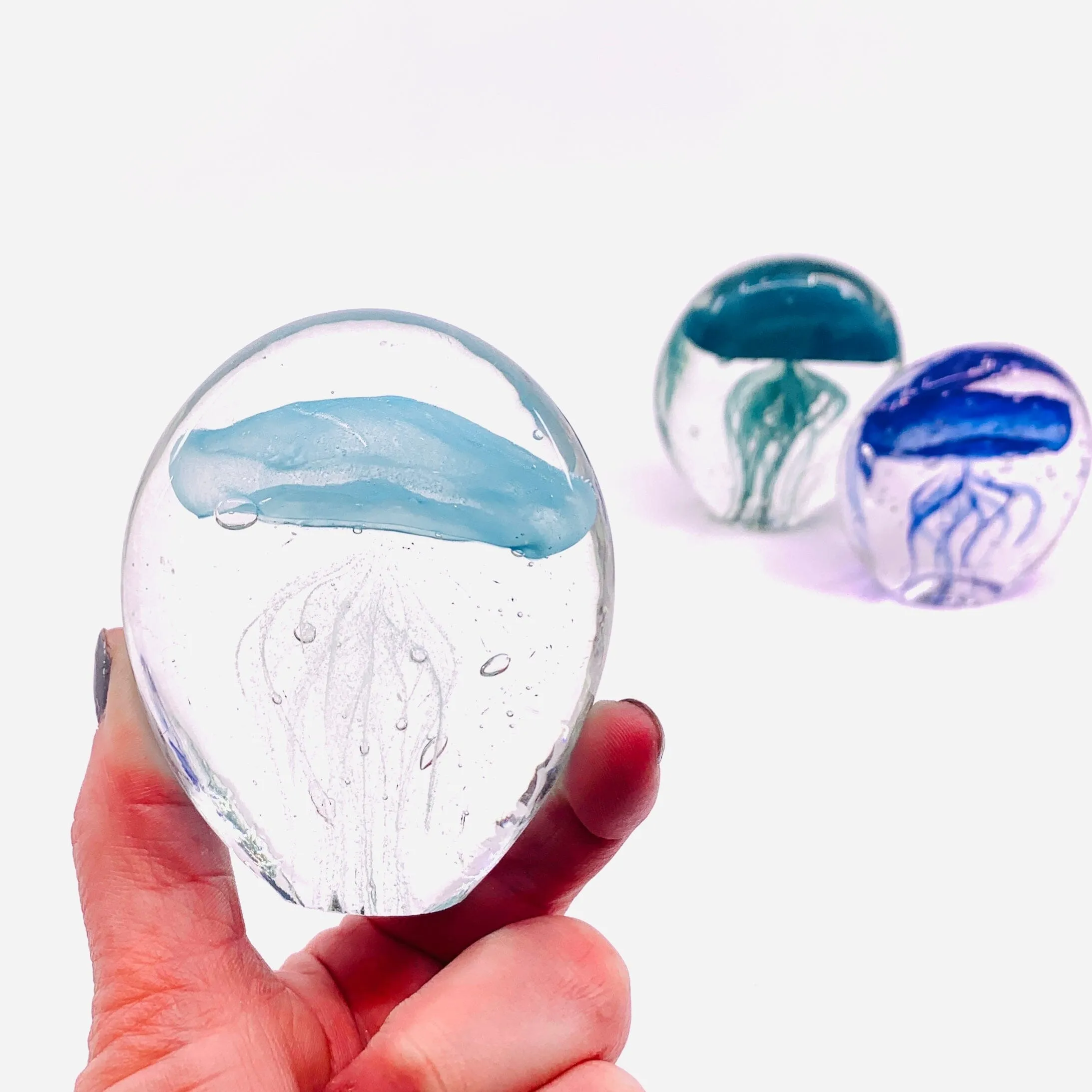 Bubble Glow in the Dark Jellyfish Paperweight 2, Light Blue A