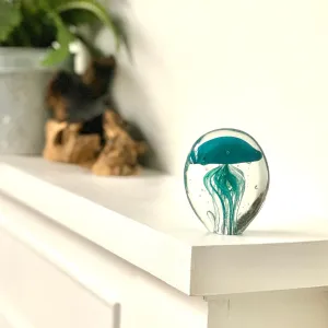 Bubble Glow in the Dark Jellyfish Paperweight 3, Turquoise B