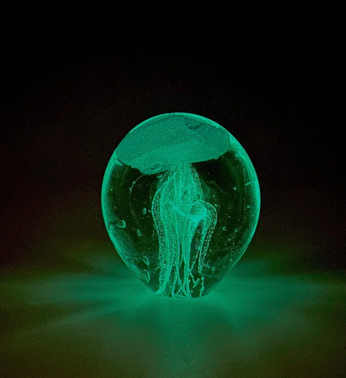 Bubble Glow in the Dark Jellyfish Paperweight 3, Turquoise B