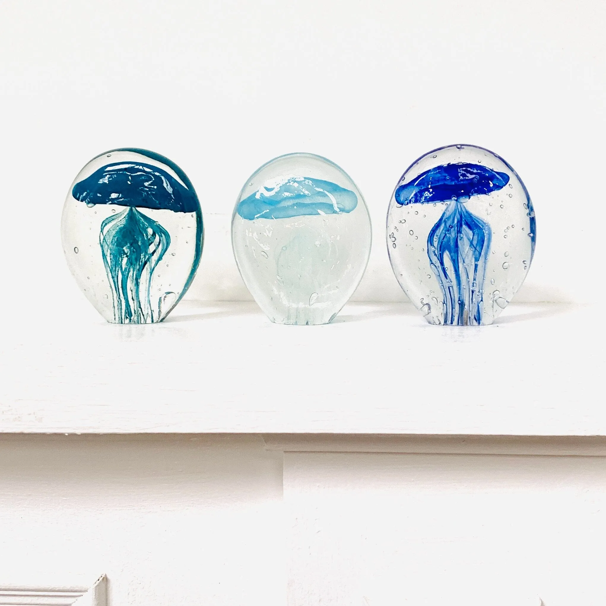 Bubble Glow in the Dark Jellyfish Paperweight 3, Turquoise B