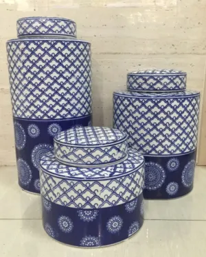 Bugsy Blue and White Vases Set of 3 - Angie Homes