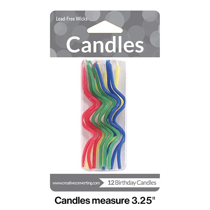 Bulk Assorted Curly Candles (72 per Case)