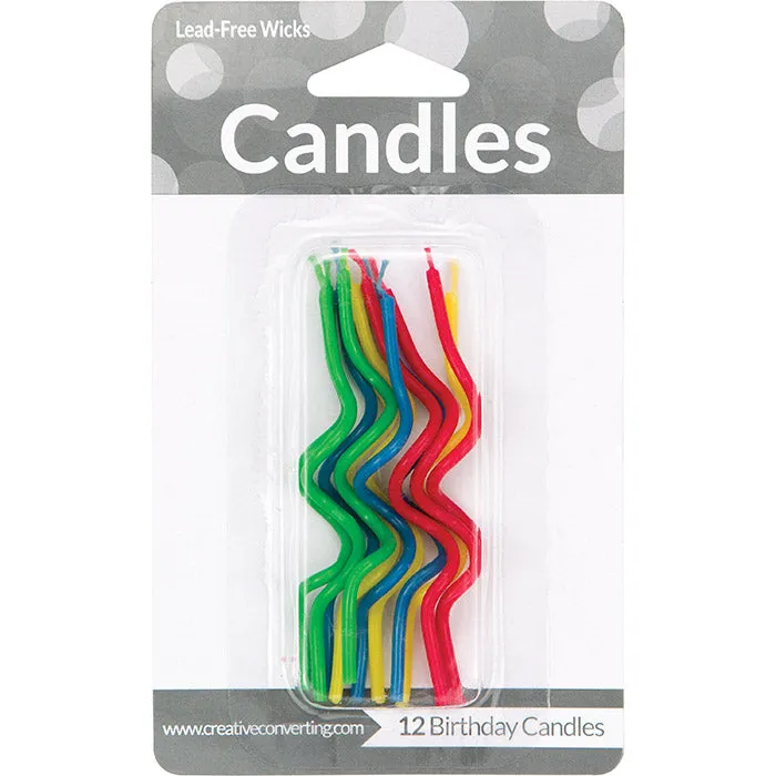 Bulk Assorted Curly Candles (72 per Case)