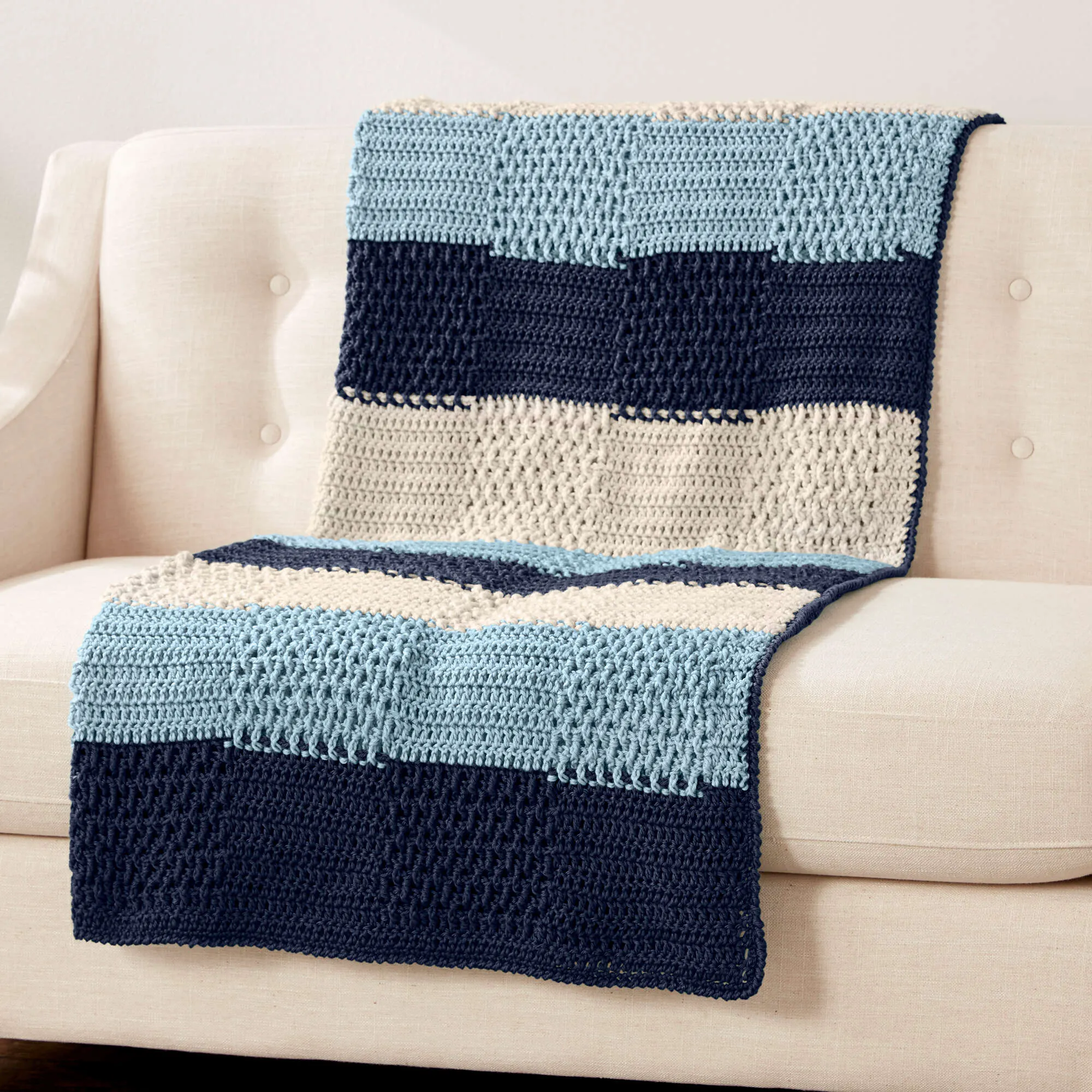 Caron Textures Stripes Crochet Blanket