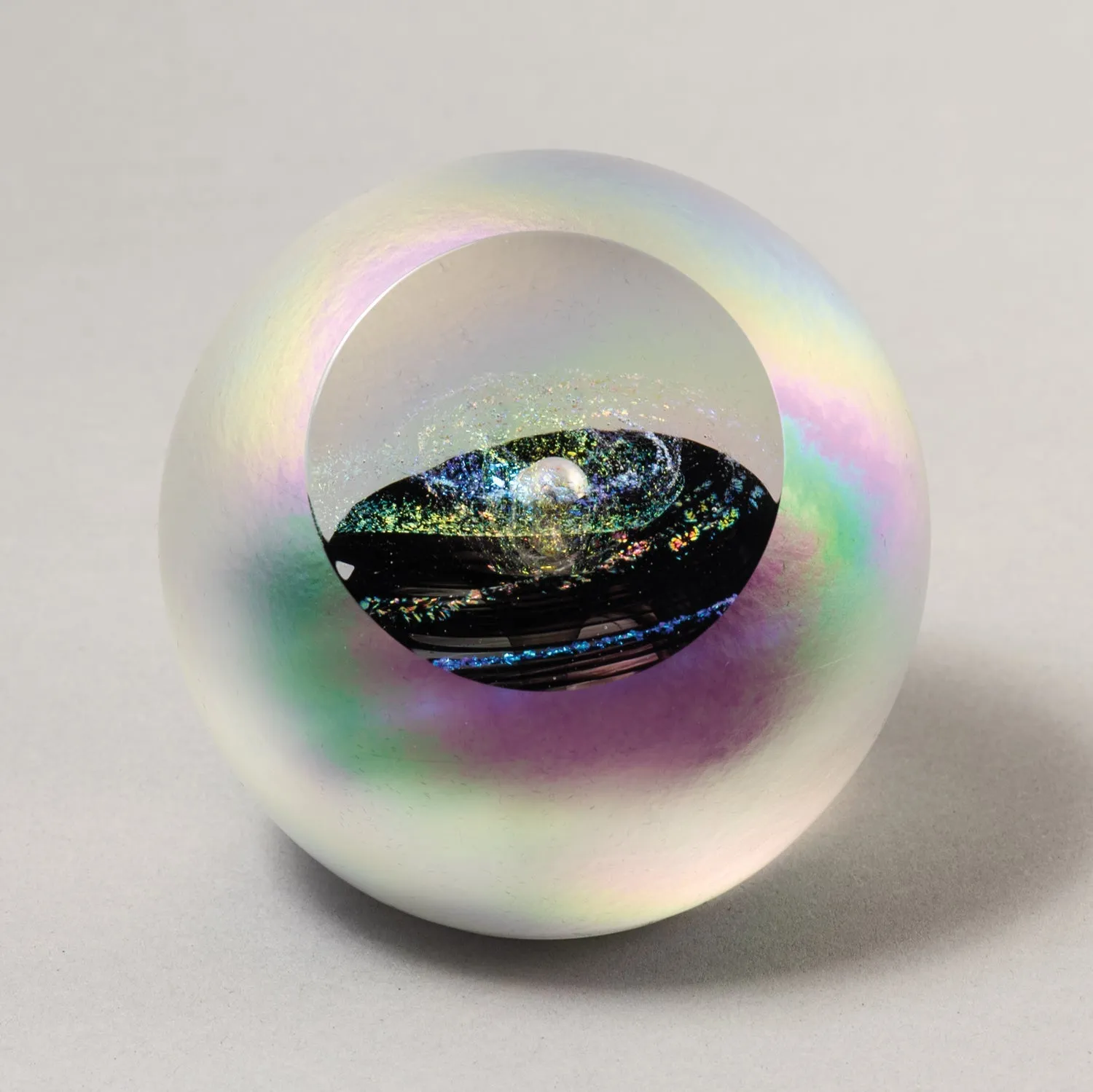 Celestial Black Hole Handblown Glass Paperweight by Glass Eye Studio