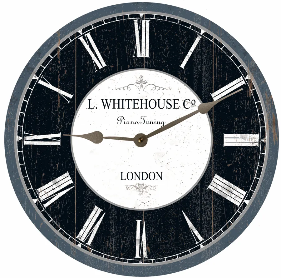 Charming Blue and White Rustic London Clock – Handcrafted