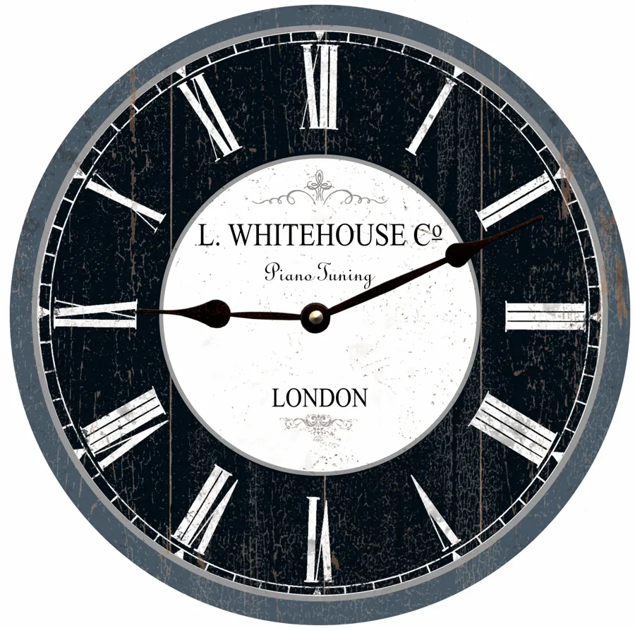 Charming Blue and White Rustic London Clock – Handcrafted