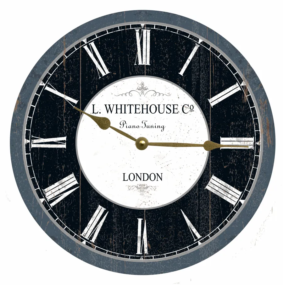 Charming Blue and White Rustic London Clock – Handcrafted