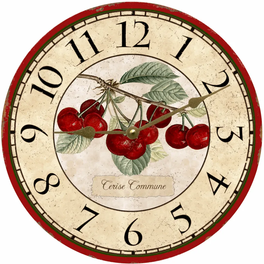 Cherry Clock- French Botanical Cherry Wall Clock