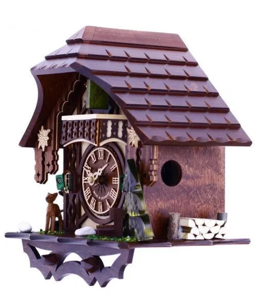 Cottage With Deer, Water Pump, And Tree Musical German Cuckoo Clock