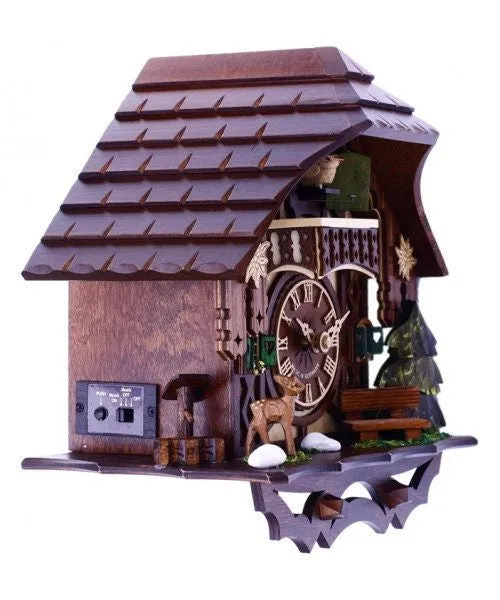 Cottage With Deer, Water Pump, And Tree Musical German Cuckoo Clock