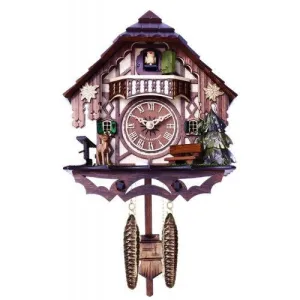 Cottage With Deer, Water Pump, And Tree Musical German Cuckoo Clock