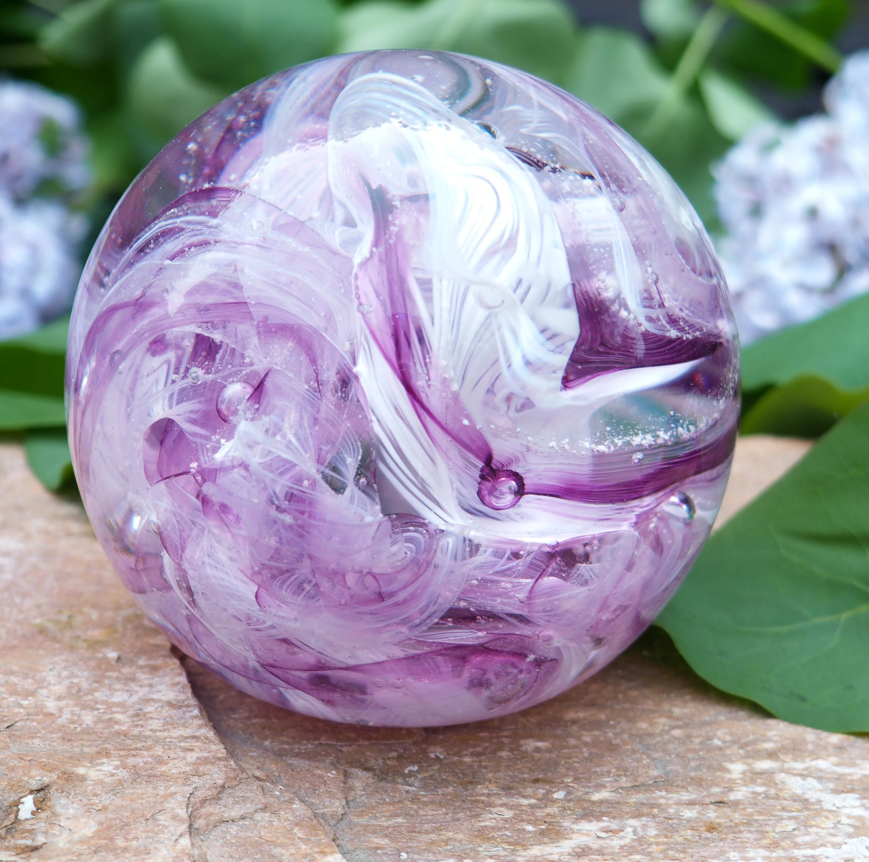 Cotton Candy Orb with Ash in Glass