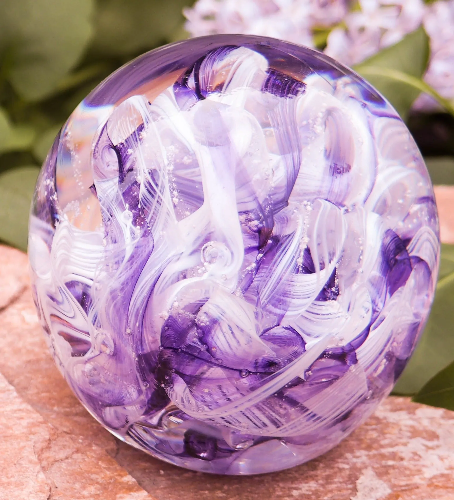 Cotton Candy Orb with Ash in Glass