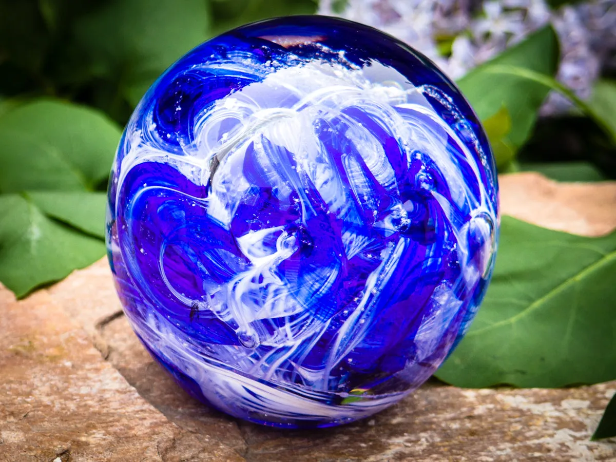 Cotton Candy Orb with Ash in Glass