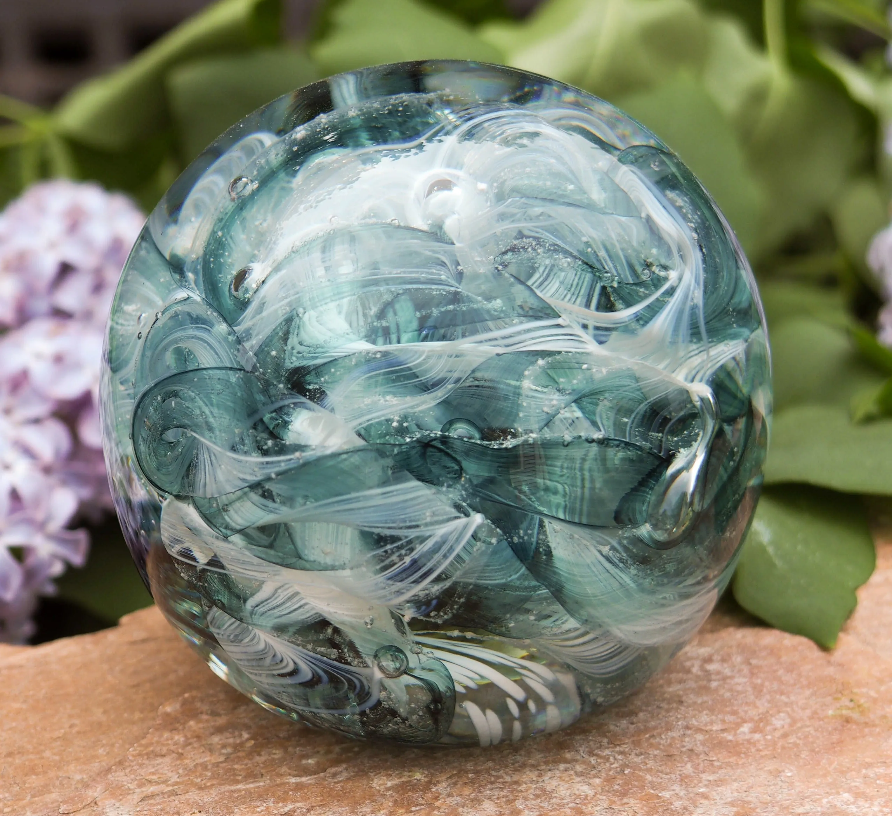 Cotton Candy Orb with Ash in Glass