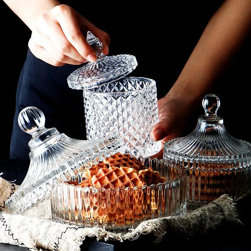 Crystal Glass Candy Jar Container