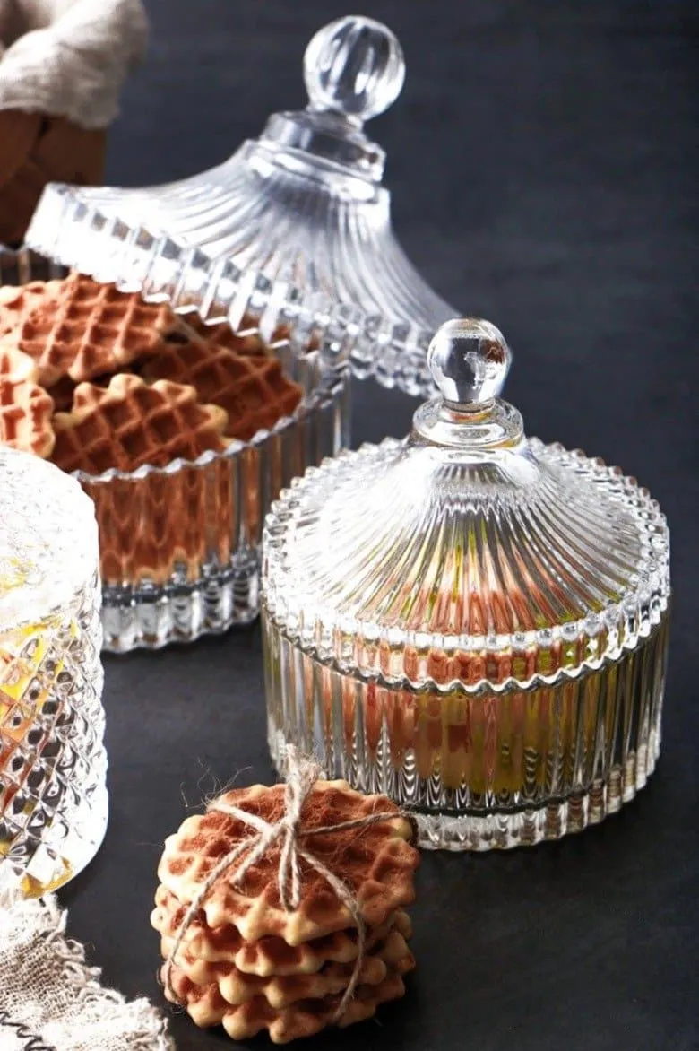 Crystal Glass Candy Jar Container