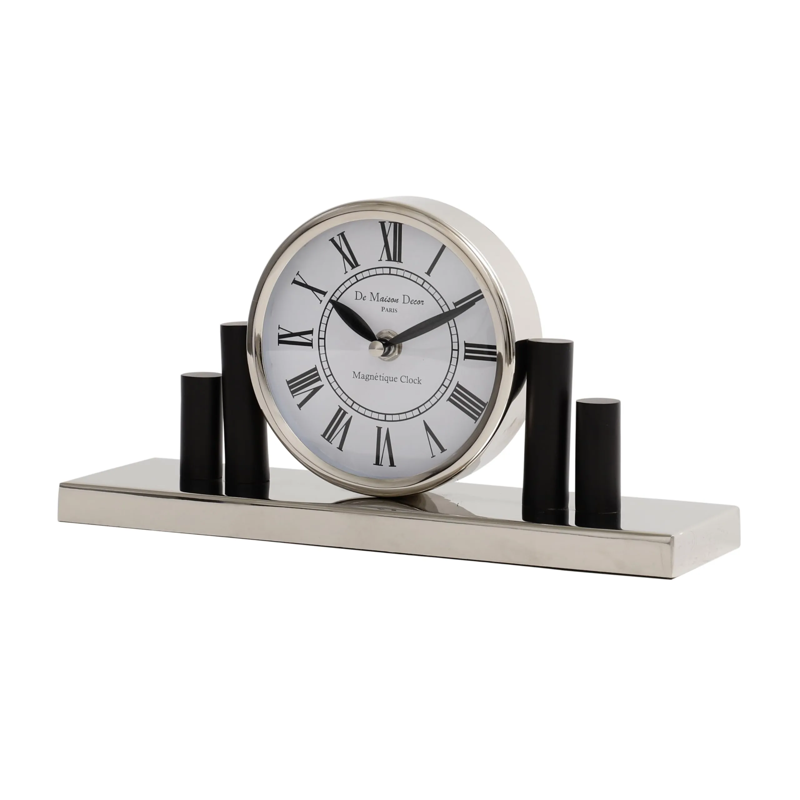 Decor de Maison Harbor Hour Clock in Silver Table Clock for Home Decor