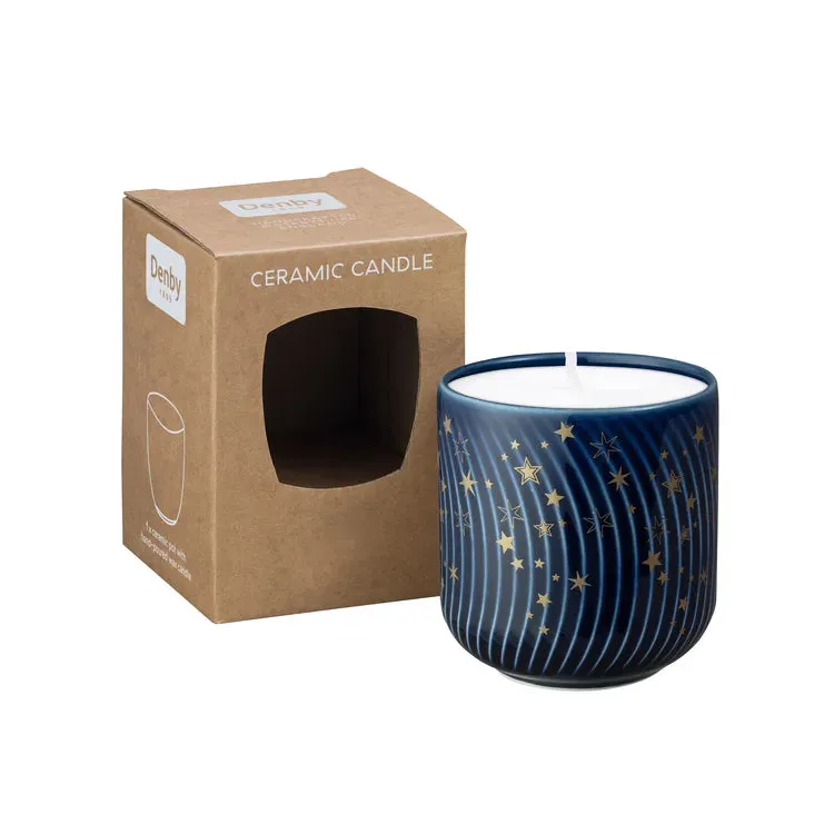 Denby Porcelain Arc Blue Stars Candle Pot