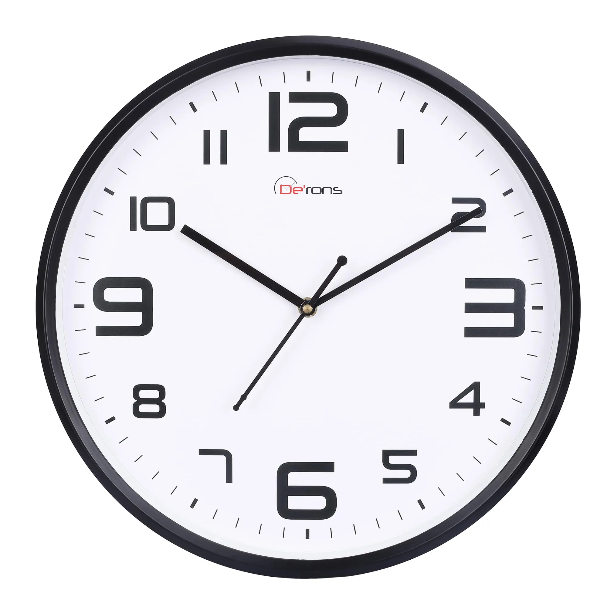 De’rons 12 Inches Step Movement Quartz Round Poster Design Plastic Wall Clock for Home Kitchen Bedroom Hall Living Room Office (DC-125BFF-White)