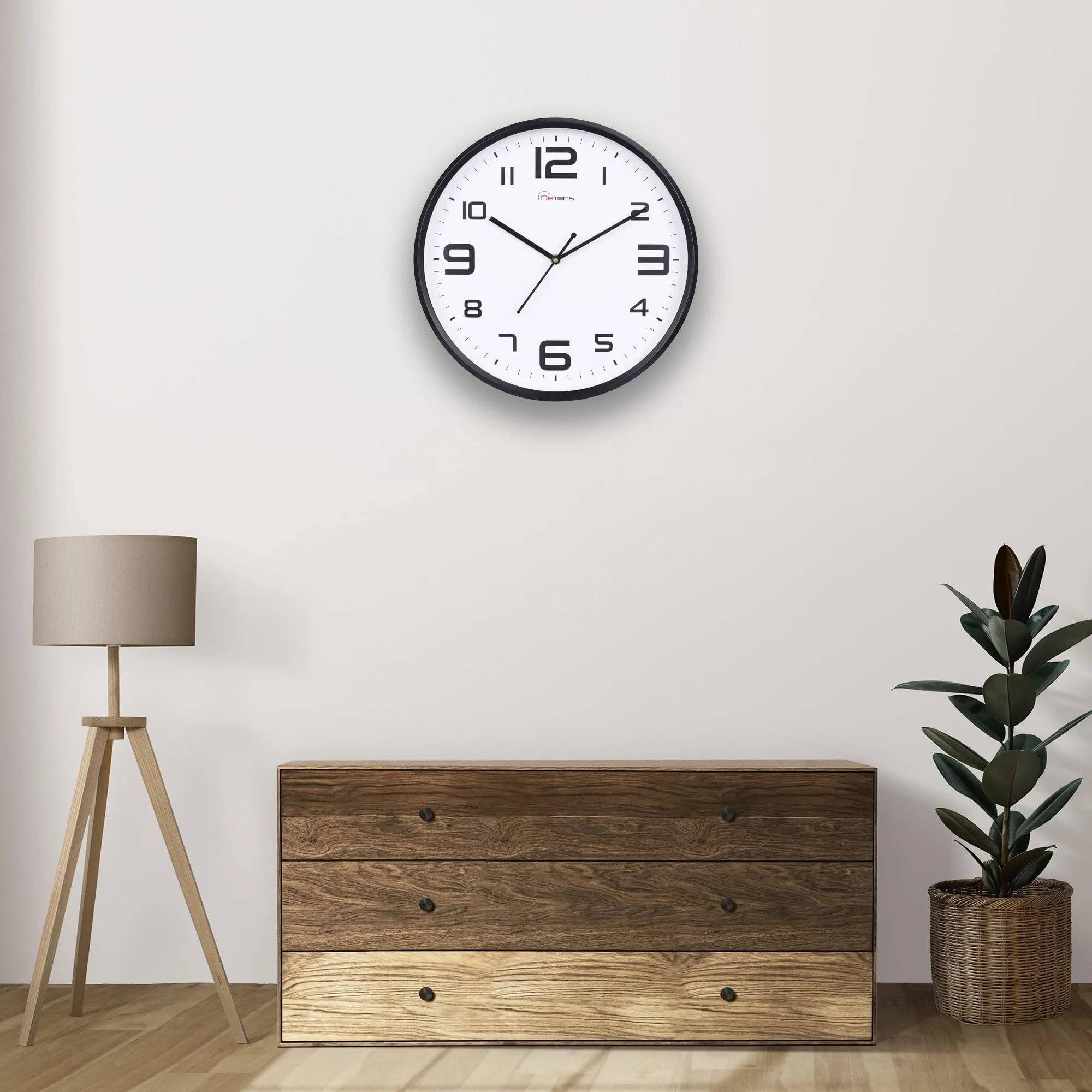 De’rons 12 Inches Step Movement Quartz Round Poster Design Plastic Wall Clock for Home Kitchen Bedroom Hall Living Room Office (DC-125BFF-White)