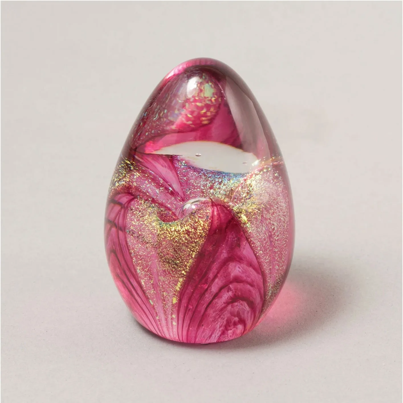 Dichroic Egg Paperweight in Cranberry Passion Flower Handblown Glass Paperweight by Glass Eye Studio